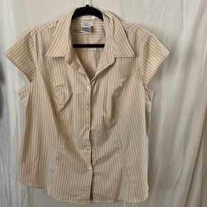 George Woman stretch 18/20W striped cap sleeve button up top